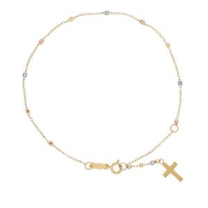 14k Tri-color Cross Bracelet